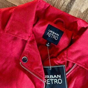 NEW! Urban Retro Red Biker School Casual Full Zip Jacket Size Medium